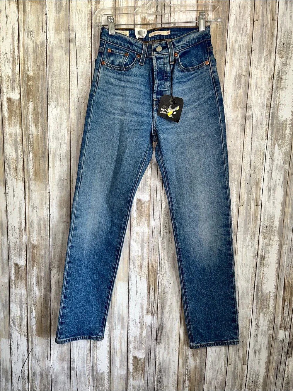 Levi’s Wedgie Straight Jeans NWT High Rise Cropped Denim Size 23 - Picture 2 of 6